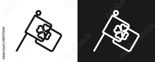 Irish Icon Set Outline In White And Black Background