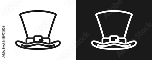 Hat Icon Set Outline In White And Black Background