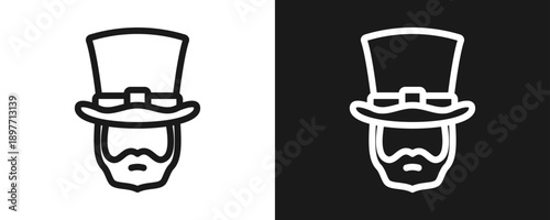 Leprechaun Icon Set Outline In White And Black Background