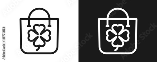 Bag Icon Set Outline In White And Black Background