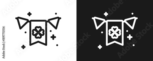Garland Icon Set Outline In White And Black Background