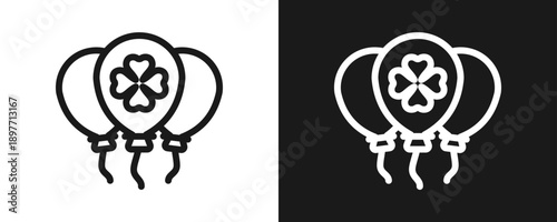 Balloons Icon Set Outline In White And Black Background