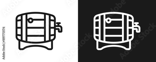 Barrel Icon Set Outline In White And Black Background