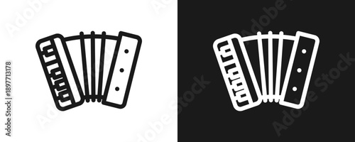 Accordion Icon Set Outline In White And Black Background