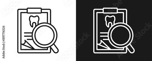 Diagnostic Icon Set Outline In White And Black Background