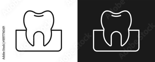 Premolar Icon Set Outline In White And Black Background
