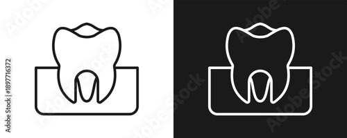 Molar Icon Set Outline In White And Black Background