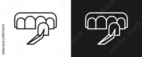 Veeners Installation Icon Set Outline In White And Black Background