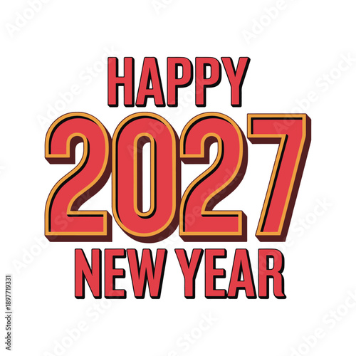 Happy New Year 2027 Celebration Design Retro Frame and Bold Typography