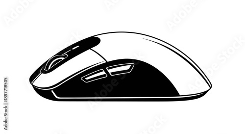 Computer mouse illustration on white background showcasing negative space design