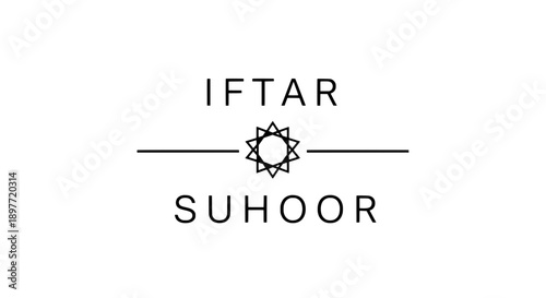 Iftar and Suhoor stacked vertically with geometric star minimalist vector illustration