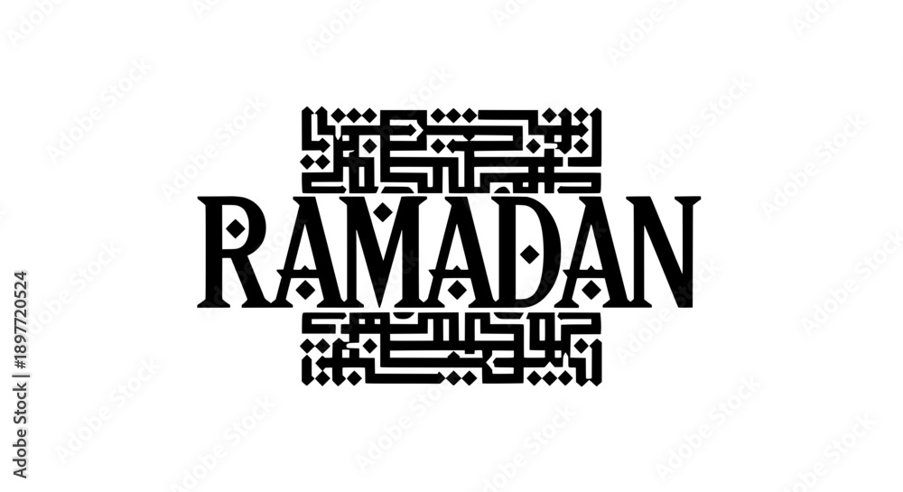 Obraz premium RAMADAN lettering designed in Traditional Kufic-Style with square English letters vector