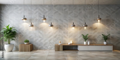 Wallpaper Mural Serene Minimalist Interior Design Featuring Modern Pendant Lights and Greenery Torontodigital.ca