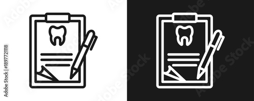 Foto Dental Report Icon Set Outline In White And Black Background