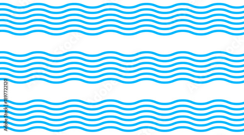Simple seamless pattern with blue ocean waves. Minimalist sea texture for kids nursery, summer textiles and baby clothes. Hand drawn marine background for beach products and nautical decor design.