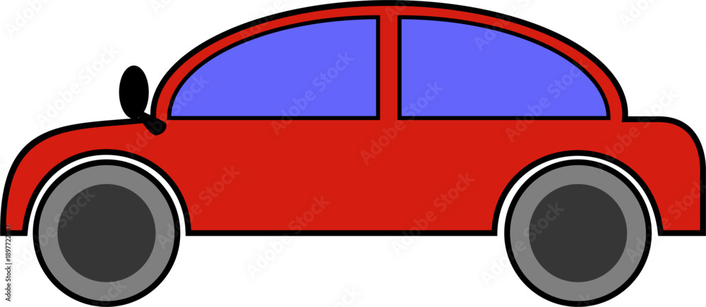 Obraz premium simple vector image of a sedan car with red color and black contour