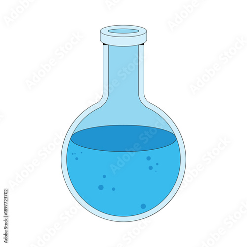 Boiling flask laboratory flat design cartoon illustration