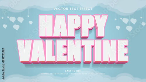 happy valentine editable text effect 3d