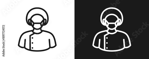 Surgeon Icon Set Outline In White And Black Background