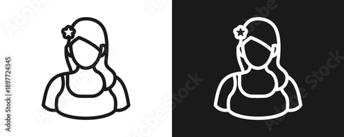 Florist Icon Set Outline In White And Black Background