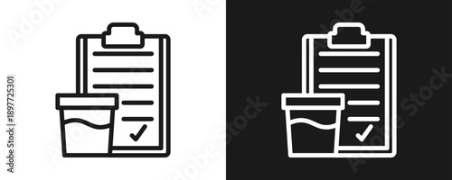 Urine Test Icon Set Outline In White And Black Background