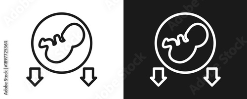 Miscarriage Icon Set Outline In White And Black Background