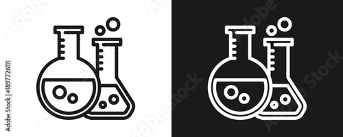 Laboratory Icon Set Outline In White And Black Background