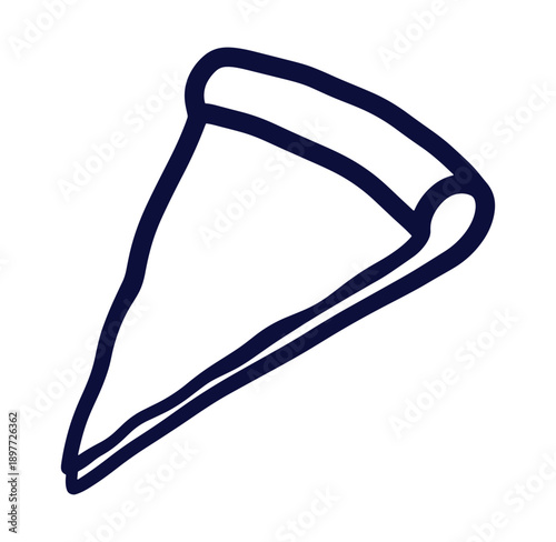 Simple hand drawn slice of pizza icon isolated on a clean white background