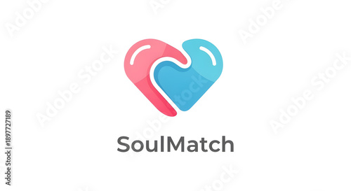 Wallpaper Mural A modern logo for a dating application featuring two interlocking heart shapes in pink and blue Torontodigital.ca