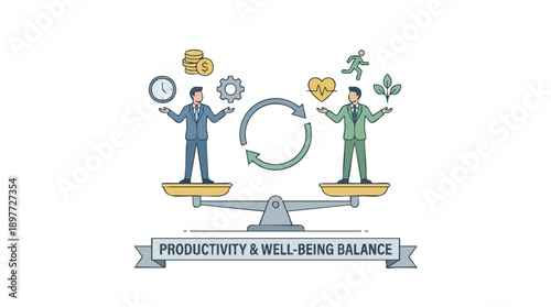 Businessman and businesswoman on scales.