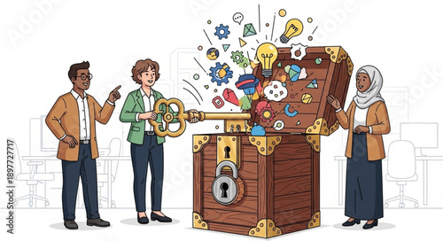 Diverse team opens treasure chest of ideas and innovation.