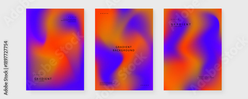Tableau sur toile Retro futuristic purple and orange mesh gradient background featuring fluid dist