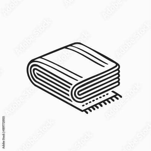 折りたたまれたタオルのラインアイコン 熱中症対策の素材