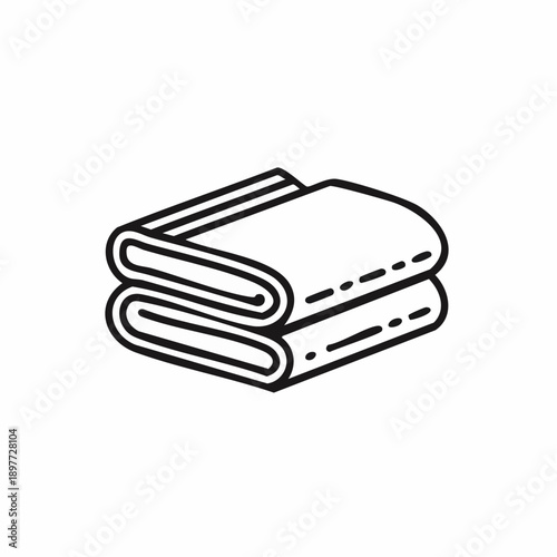 折りたたまれたタオルのラインアイコン 熱中症対策の素材