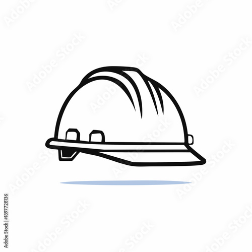 安全ヘルメットのシンプルなラインアイコン 建設現場の保護具素材