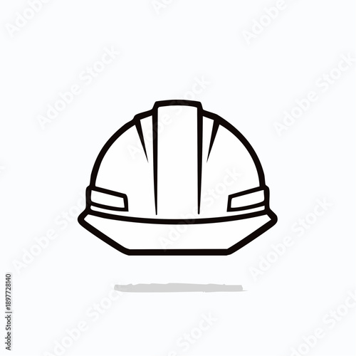 安全ヘルメットのシンプルなラインアイコン 建設現場の保護具素材