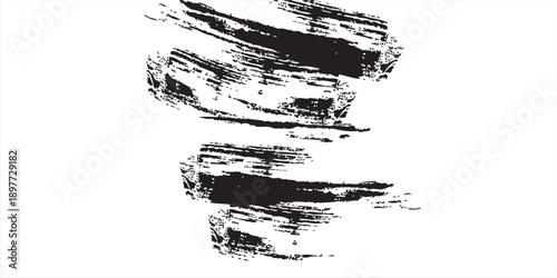 Black brush stroke grunge texture with dry paint effect and rough edges for artistic background use