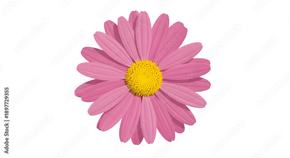 Fototapeta premium Vibrant pink daisy flower with yellow center isolated on transparent background