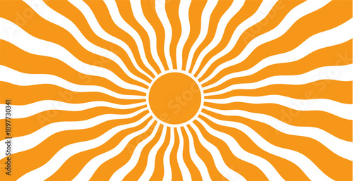 Sunshine Wave Vector – Radiant Retro Sunburst Pattern for Backgrounds. Vintage Summer Sun Rays 