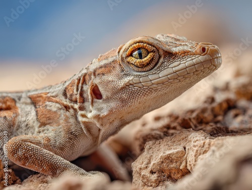 Brown and beige lizard with...