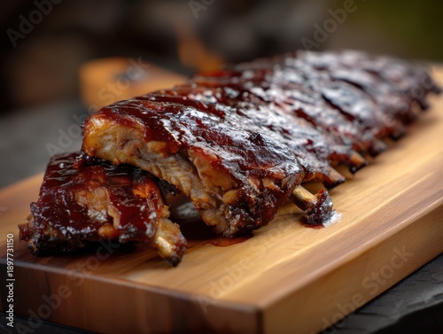 Succulent barbecued pork ri...