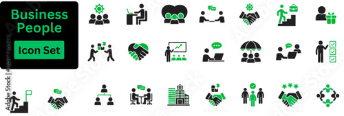 Silhouette vector of Business People icon set. Business people, human resources, office management . Solid vector icon