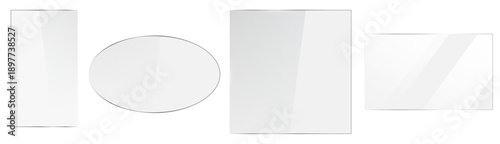 Bilde på lerret photorealistic 3d render of various transparent glossy acrylic or glass sheets with reflections and highlights, isolated on black