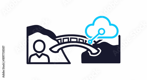 Illustration of a Bridge Connecting a Person to a Cloud Icon