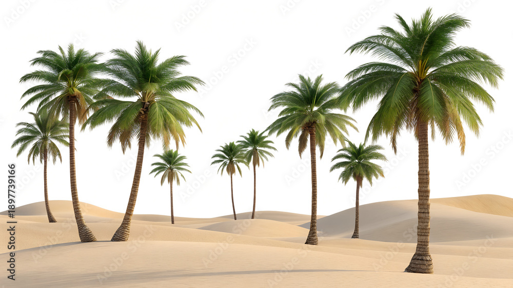 Obraz premium Tropical oasis with palm trees set isolated on transparent background