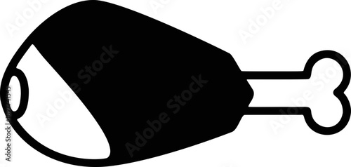 Minimalist meat leg silhouette icon vector isolated on transparent background for food menu and restaurant branding
