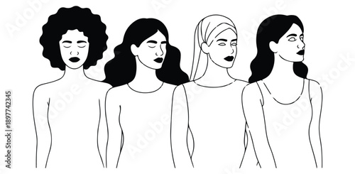 Diverse women celebrate equality and empowerment as symbol of feminism and sisterhood