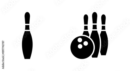 Bowling icon symbol for apps and websites. bowling ball and pin sign and symbol.