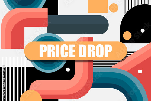Vector banner. Megaphone with price drop speech bubble. Loudspeaker. Banner for business, marketing. Banner design vector illustration.