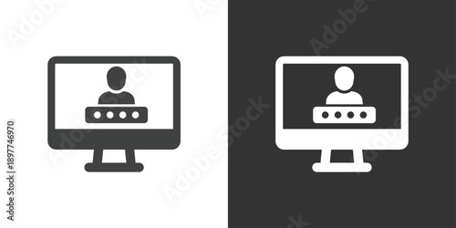 Computer User Login icon. Solid glyph series icon